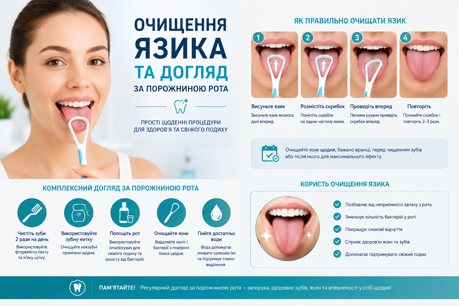 Очищення язика та догляд за порожниною рота